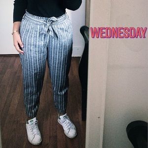Striped overall pants